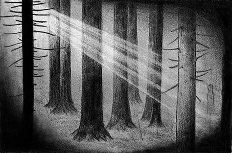 Snowy Painting Ideas Forest Dark Tree Drawing Drawings Easy Inspiration