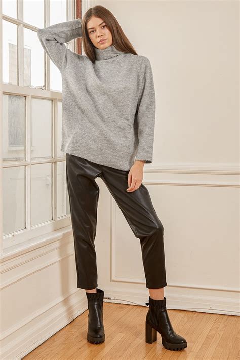 Heather Grey Sweater Turtleneck Sweater Knit Sweater Lulus