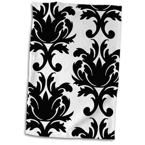 3drose Large Elegant Black And White Damask Pattern Design