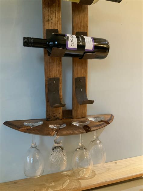Wine Barrel Stave Wine Rack Recycled Oak And Hoops Etsy Uk