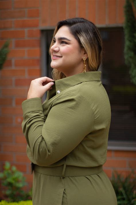 Enterizo Largo Camisero Verde Militar Plus Size Áttika Klozet