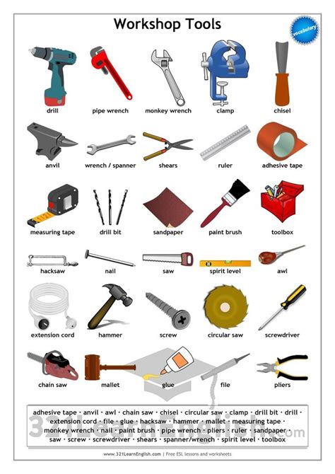 Tools In English English Vocabulary Vocabulary Tools