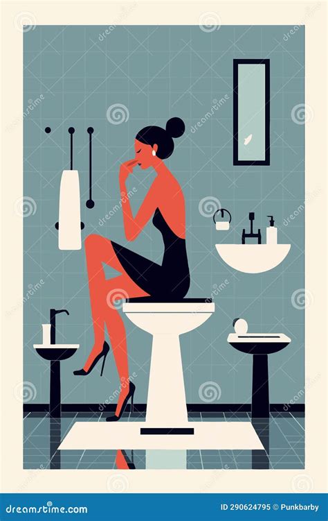 upset attractive lady hiding in a bathroom stock illustration illustration of mirror stink