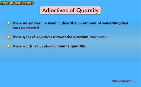 A quality adjective can be defined as an adjective used in a sentence to express the size, shape, and color of a person, object, animal, or place. Grammar Video for Kids: Kinds of Adjectives - YouTube