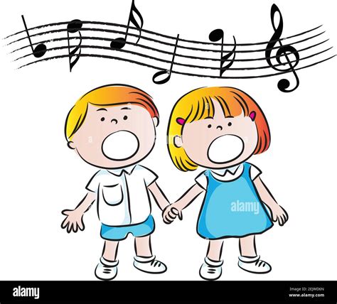 Vector Cartoon School Boy And Girl Sing Song Stock Vector Image And Art