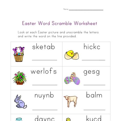 Easter Word Scramble Worksheet All Kids Network