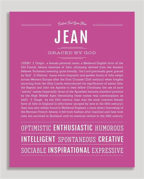 Jean Female Classic Name Print Classic Names Names With Meaning