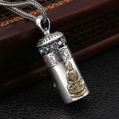 New Solid 925 Silver Tibetan Gau Pendant Necklace Sterling Buddhist