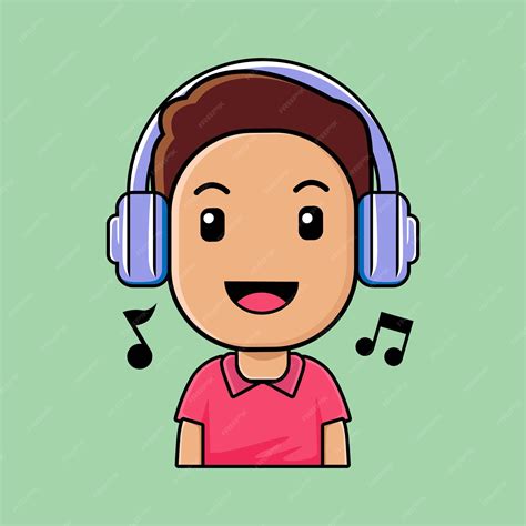 Premium Vector Cute Boy Wearing Headphones Listening Music Cartoon