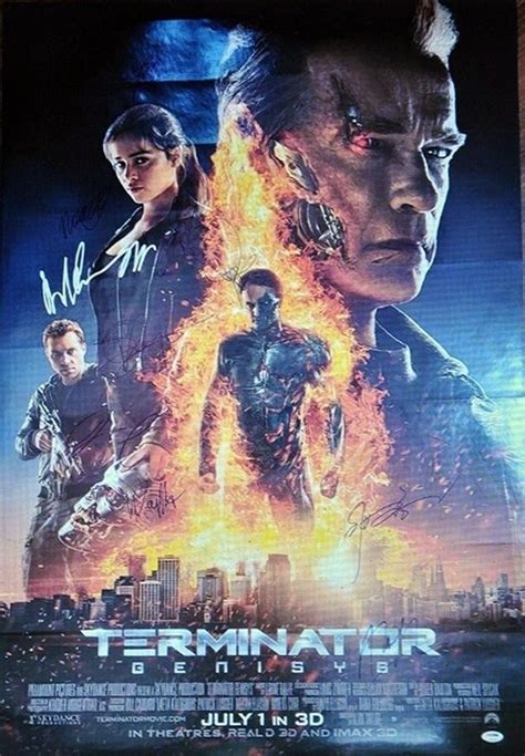 Terminator Genisys Signed Movie Poster X8 Arnold Schwarzenegger 27x 40