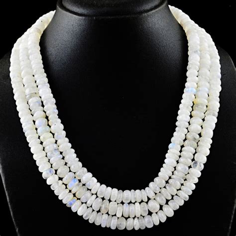 White Moonstone Necklace With Kt Gold Clasp Length Cm