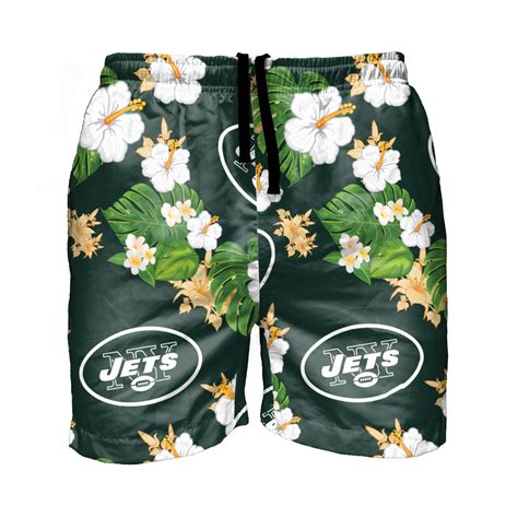 New York Jets Nfl Mens Floral Slim Fit 55 Swimming Suit Trunks