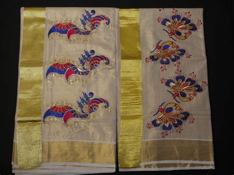 Embroidery Kerala Saree 6b3905 Dhotinet