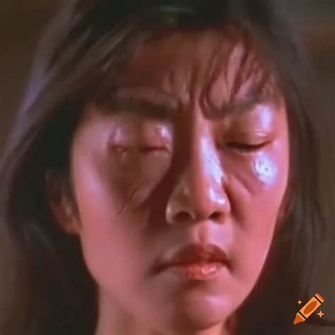 Michelle Yeoh Martial Arts Movie Screencap With Dizzy Spinning Expression On Craiyon