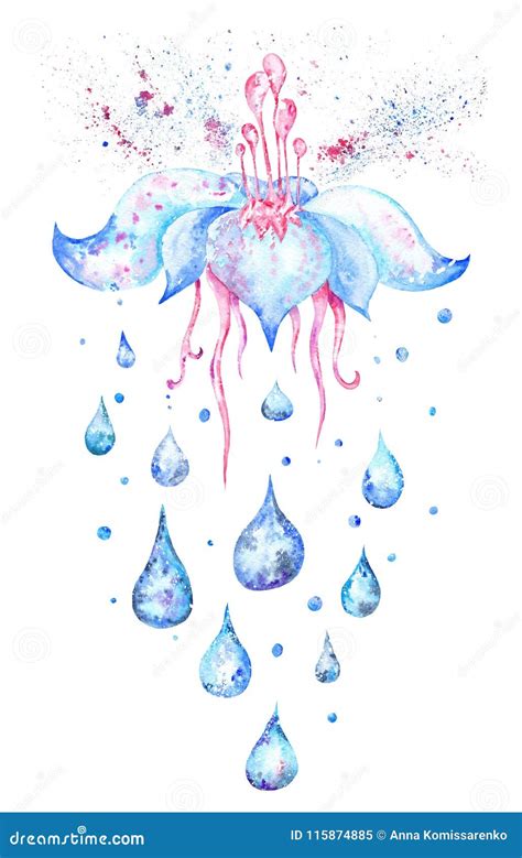 Blue Rain Flower Stock Illustration Illustration Of Abstract 115874885