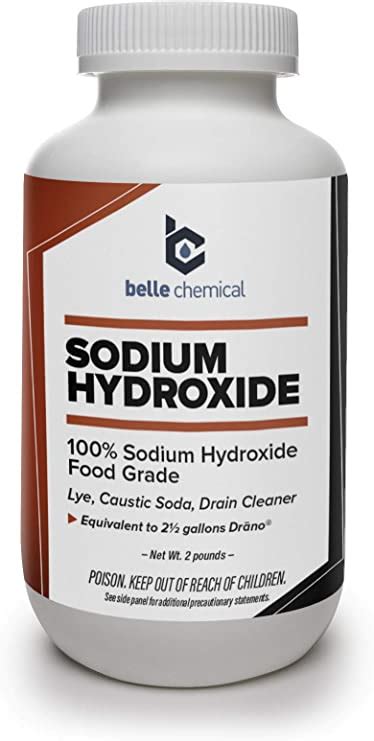 Sodium Hydroxide Food Grade Lye Caustic Soda 2 Pound Jar