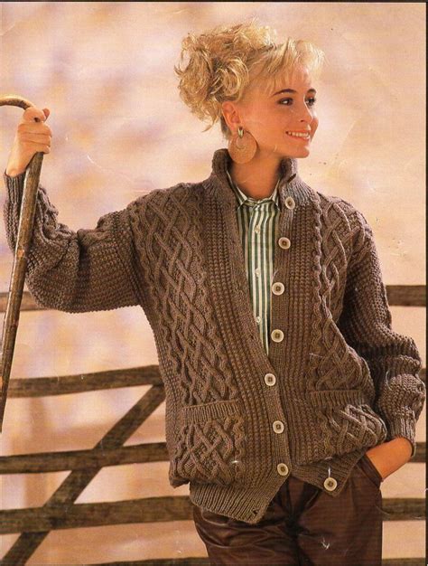 womens aran cardigan knitting pattern pdf ladies cable jacket etsy uk aran cardigan aran