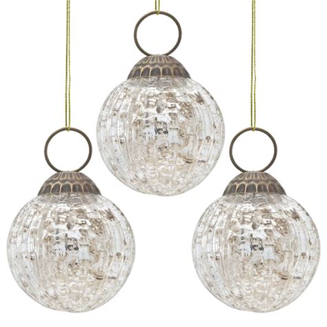 3 Pack Luna Bazaar Large Mercury Glass Ball Ornaments 225 Inch