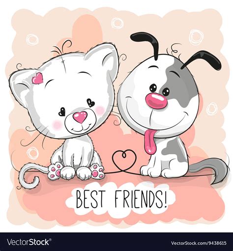 Cute Cat And Dog Royalty Free Vector Image Vectorstock