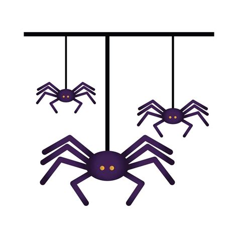 Halloween Spiders Hanging Isolated Icon 2002274 Vector Art At Vecteezy