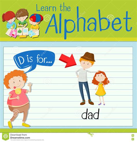 Flashcard Letter D Is For Dad Stock Vector Illustration Of Graphic