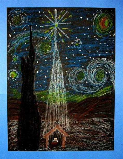Starry Night In Bethlehem Art Christmas Art Projects Nativity Crafts