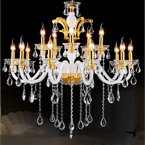 12 Lights White Modern Chandelier Lighting Crystal Gold Chandeliers