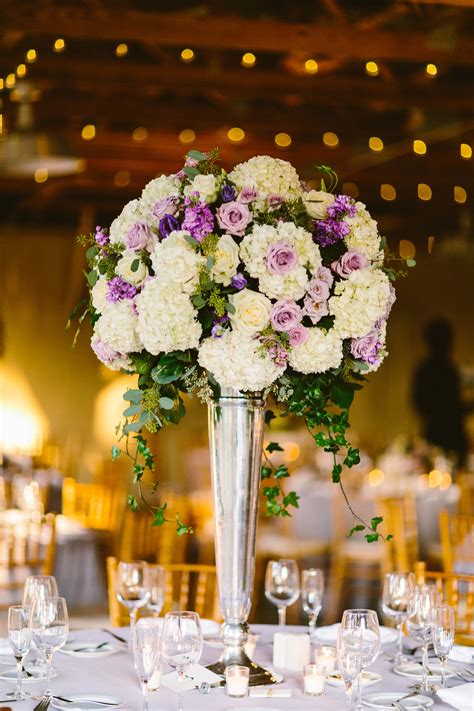 Purple And Ivory Wedding Centerpiece Elizabeth Anne Designs The