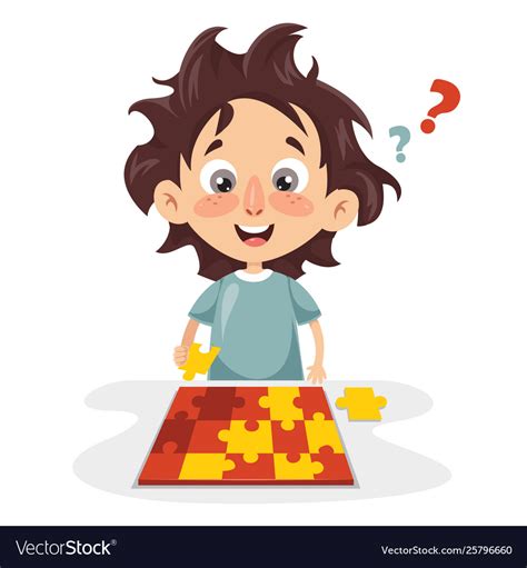 Kid Playing Puzzle Royalty Free Vector Image Vectorstock