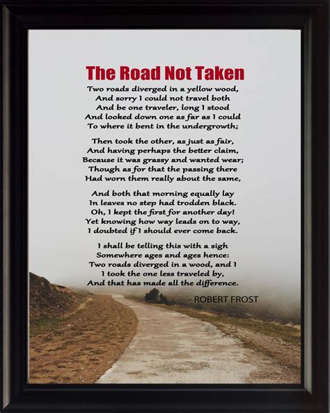 The Road Not Taken Poem By Robert Frost Motivational Poster Print Photo