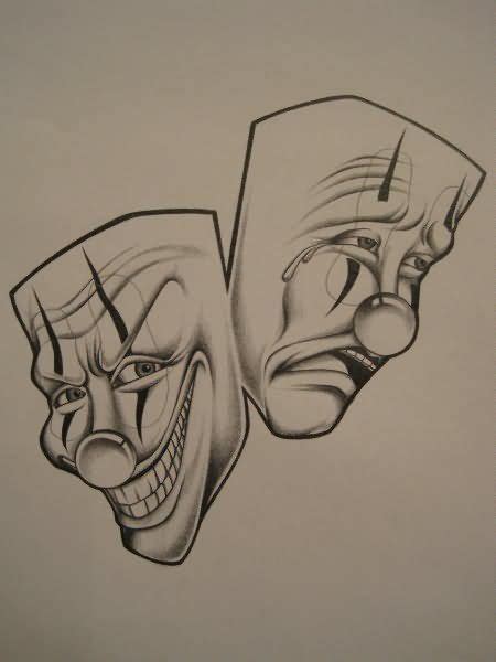 Sad And Happy Clown Faces Tattoo Designs Lettrage Chicano Chicano