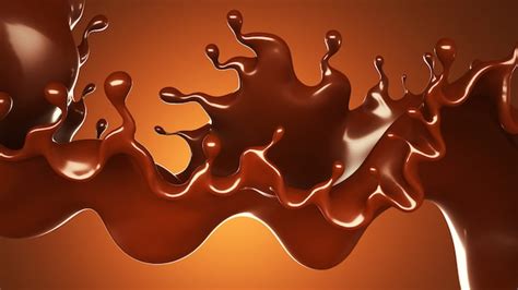 Premium Photo A Splash Of Chocolate On A Brown Background 3d Rendering