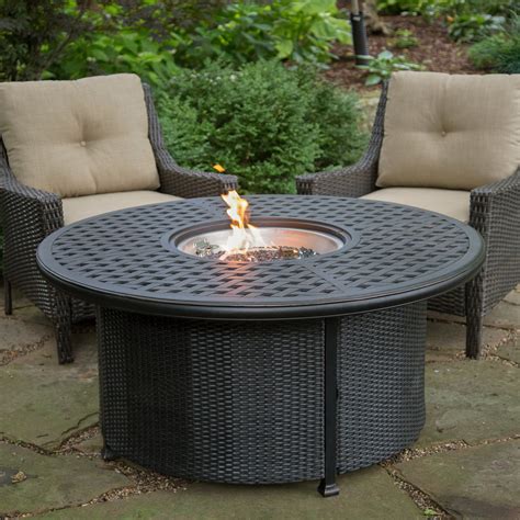 Alfresco Home 52 In Weave Round Propane Fire Pit With Wicker Base