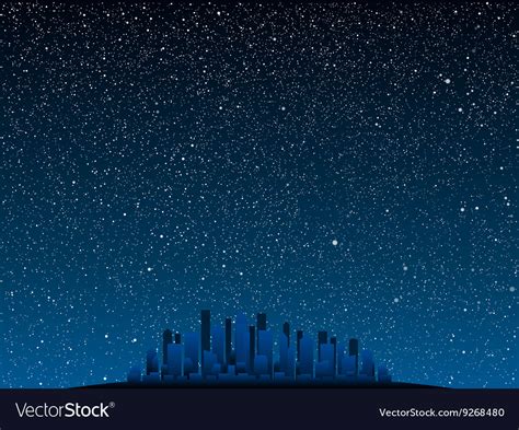 Starry Night Sky Silhouette Of The City Eps 10 Vector Image