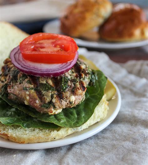 Greek Spinach Feta Turkey Burgers Simple And Savory