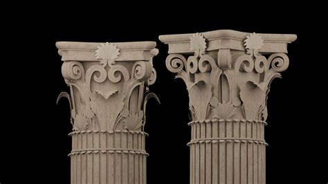 Corinthian Column Classical Architecture Low Poly Model 3d In Patung 3dexport