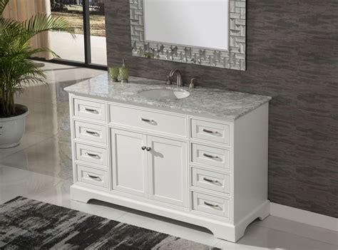 60 inch harvard vanity matched set with available wall mirror and linen tower in antique cherry finish. 56 inch Single Sink Bathroom Vanity Shaker Style White ...