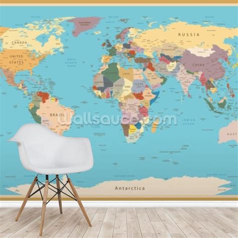 Colourful Vintage World Map Wallpaper Wallsauce Uk