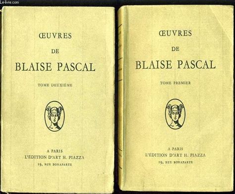 Oeuvres De Blaise Pascal En 2 Tomes Par Blaise Pascal Bon Couverture
