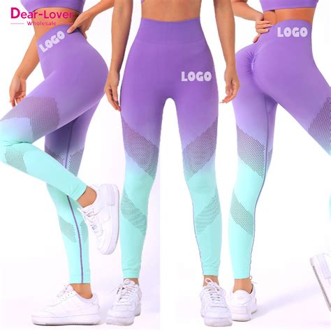 Dear Lover Purple Contrast Ombre Print High Waist Yoga Pants Women