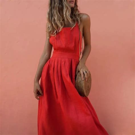 Sexy Backless Criss Cross Midi A Pieghe Del Vestito Delle Donne Di Estate Al Largo Della Spalla