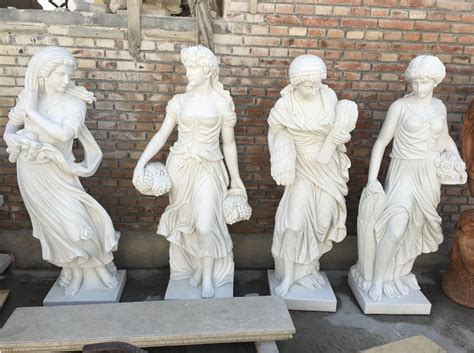 Human Sculptures Stone Carvings Carved White Marble Statues Garden