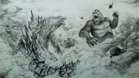 Godzilla Vs Kong Drawing By Jan Tong
