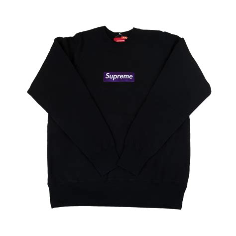 Supreme Black Purple Box Logo Crew On The Arm