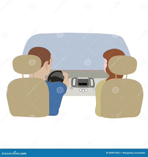 Vector Illustration Depicting A Driver And Passenger In The Car From