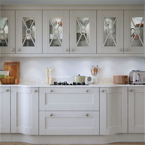Madison Painted Shaker Range In Light Grey With Glazed Feature Frames