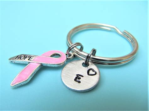 Personalized Breast Cancer Keychain Cancer Survivor Gift Etsy