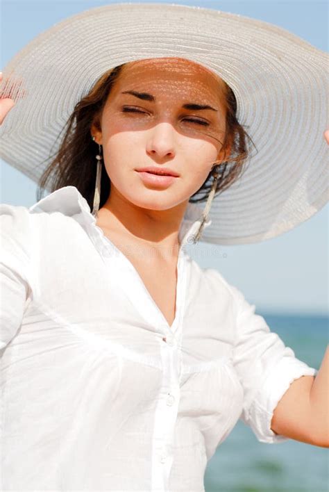 Young Woman Enjoying Sunny Day On The Beach Stock Image Image Of Breeze Carefree 29716375