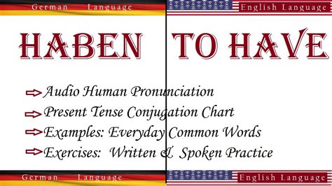 Learn German Conjugation Of Verb Haben To Have In Present Audio