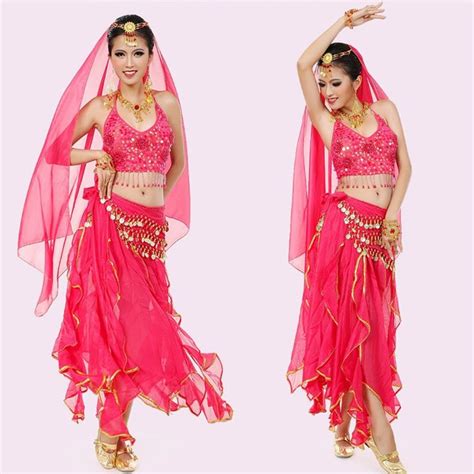 Sexy Rose Belly Dance Costumes For Women Belly Dancer Clothes Indian